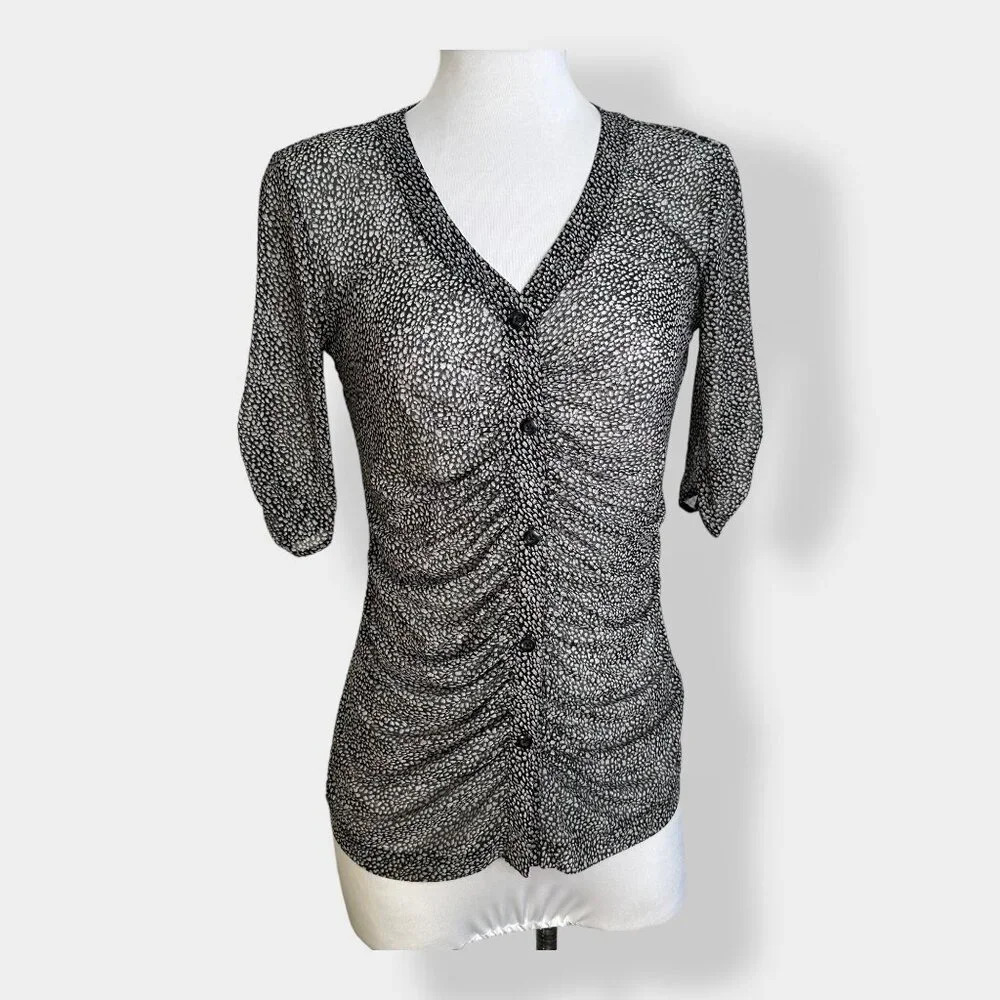 Cabi Gathered Placket Blouse Sheer S